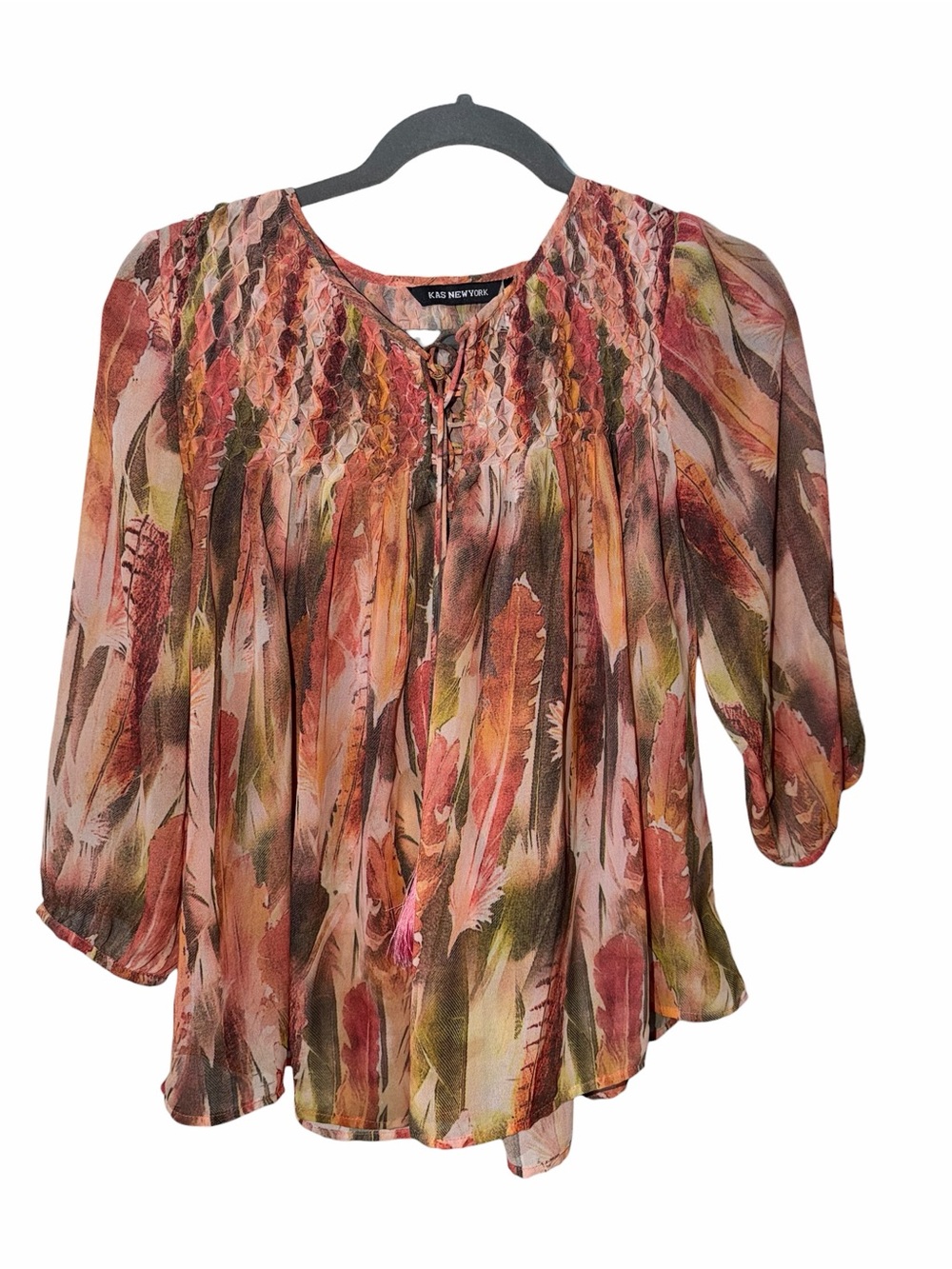 Anthropologie PrintedSmocked Blouse by Kas New York in Small